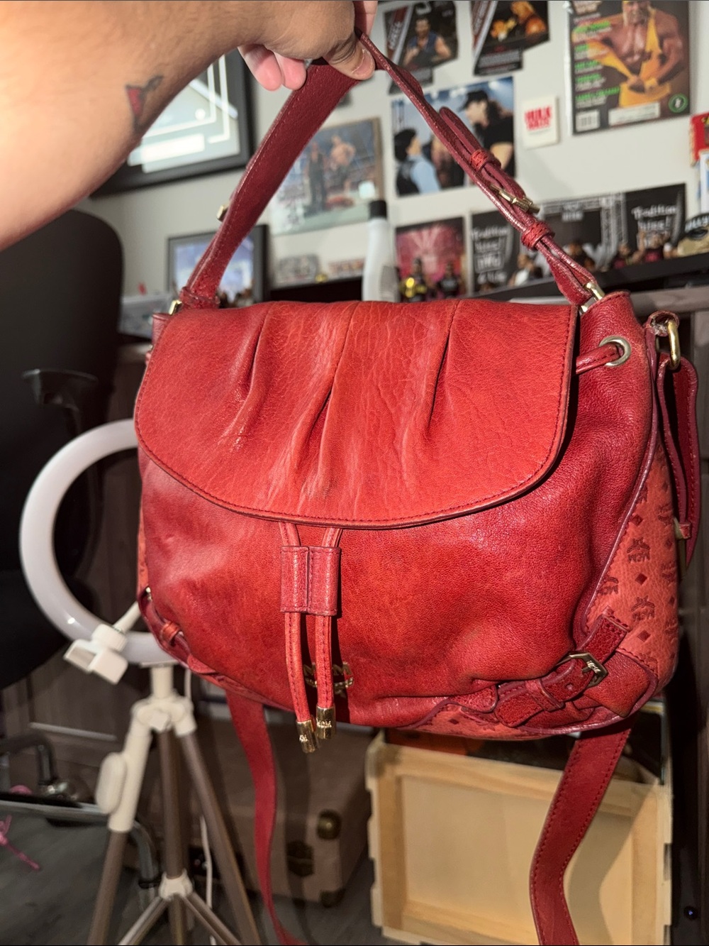MCM MADE IN ITALY 🇮🇹 Red Leather crossbody
